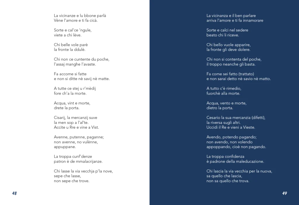 Alcuni proverbi in dialetto viestano all'interno della guida