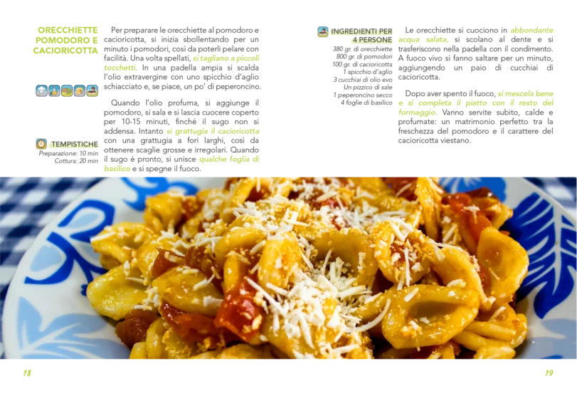 file anteprima pag._Tavola disegno 1 copia 17 Guida n.3 I Sapori di Vieste, guida aperta al piatto tipico Orecchiette al pomodoro e cacioricotta.
